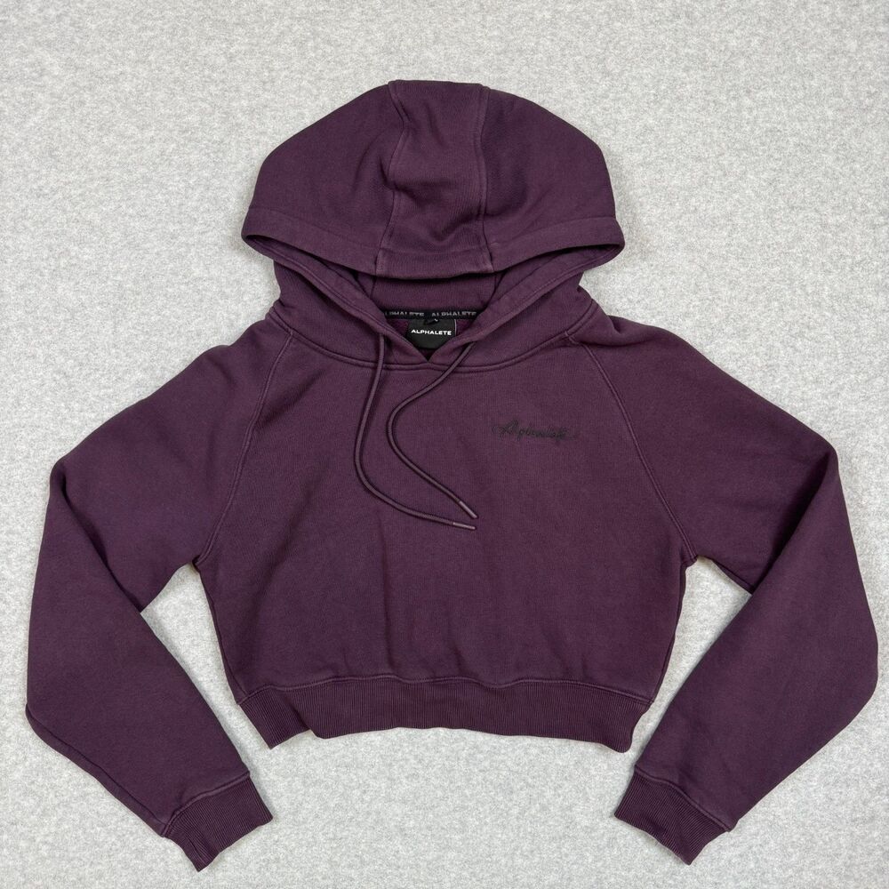 Women's Cropped Plum Colored Athleticwear Long Sleeve Hoodie - Small - Picture 6 of 7